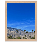 Premium wooden framed poster of a sunny fall day in Palm Springs, California, featuring vibrant outdoor scenery and warm autumn colors.