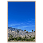 Wooden framed poster of a sunny fall day in Palm Springs California, featuring vibrant autumn scenery and studio-quality art.