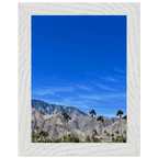 Premium wooden framed poster of a sunny fall day in Palm Springs California, featuring vibrant autumn scenery and stylish decor.