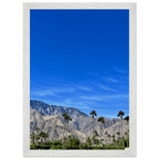 Premium wooden framed poster of a sunny fall day in Palm Springs, California, featuring colorful autumn scenery and studio-quality art.