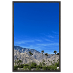 Premium wooden framed poster of a sunny fall day in Palm Springs, California, featuring vibrant autumn scenery and stylish design.