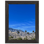 Wooden framed poster of a sunny fall day in Palm Springs, California, featuring colorful autumn scenery and studio edition art.