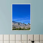 Premium wooden framed poster of a sunny fall day in Palm Springs California, featuring vibrant colors and scenic landscape art.