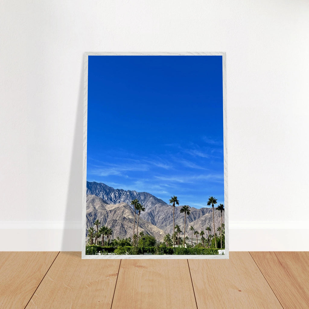 Premium wooden framed poster of a sunny fall day in Palm Springs California, featuring vibrant landscape art in a 15x20 cm size.