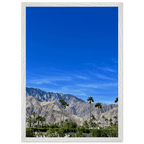 Wooden framed print of a sunny fall day in Palm Springs California, featuring vibrant outdoor scenery and autumn colors.