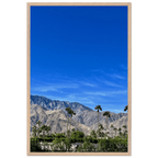 Wooden framed poster of a sunny fall day in Palm Springs, California, featuring vibrant autumn scenery and stylish wall art.