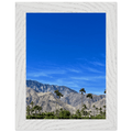 Wooden framed print of a sunny fall day in Palm Springs California, featuring vibrant autumn colors and scenic desert landscape.
