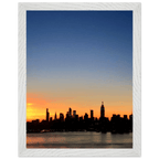 Wooden framed poster of Manhattan skyline at sunset, wall art from the Travel Collection, Studio Edition, perfect for home decor.