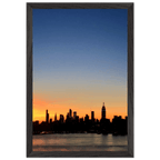 Manhattan Skyline sunset framed poster by My Store, 15x20 cm print on premium wood with white frame, NYC wall art for home decor.