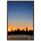 Wooden framed Manhattan Skyline sunset print, majestic wall art for home décor from travel collection, Studio Edition.