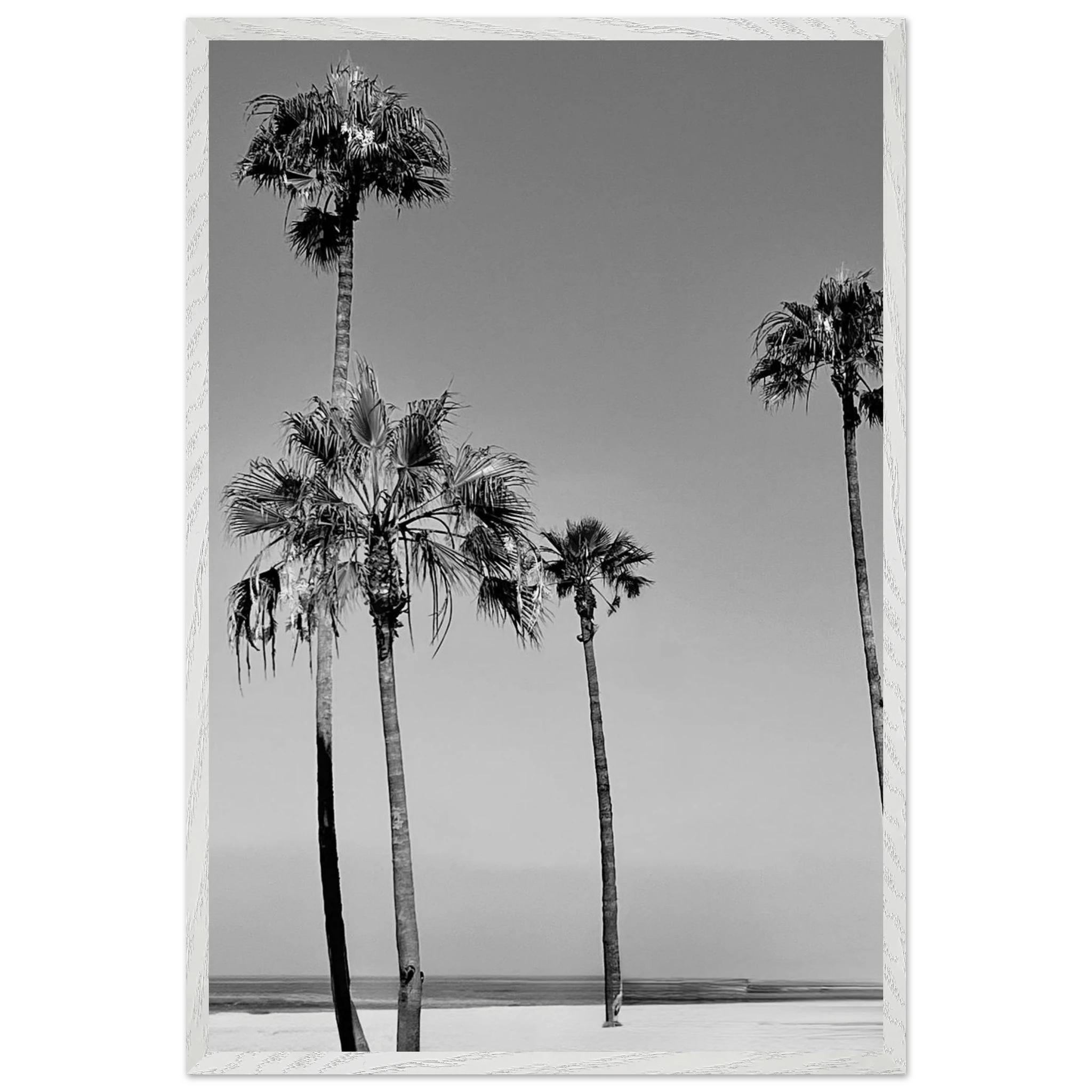 Premium wooden framed black and white California beach icons poster from the Studio Edition Holiday series.
