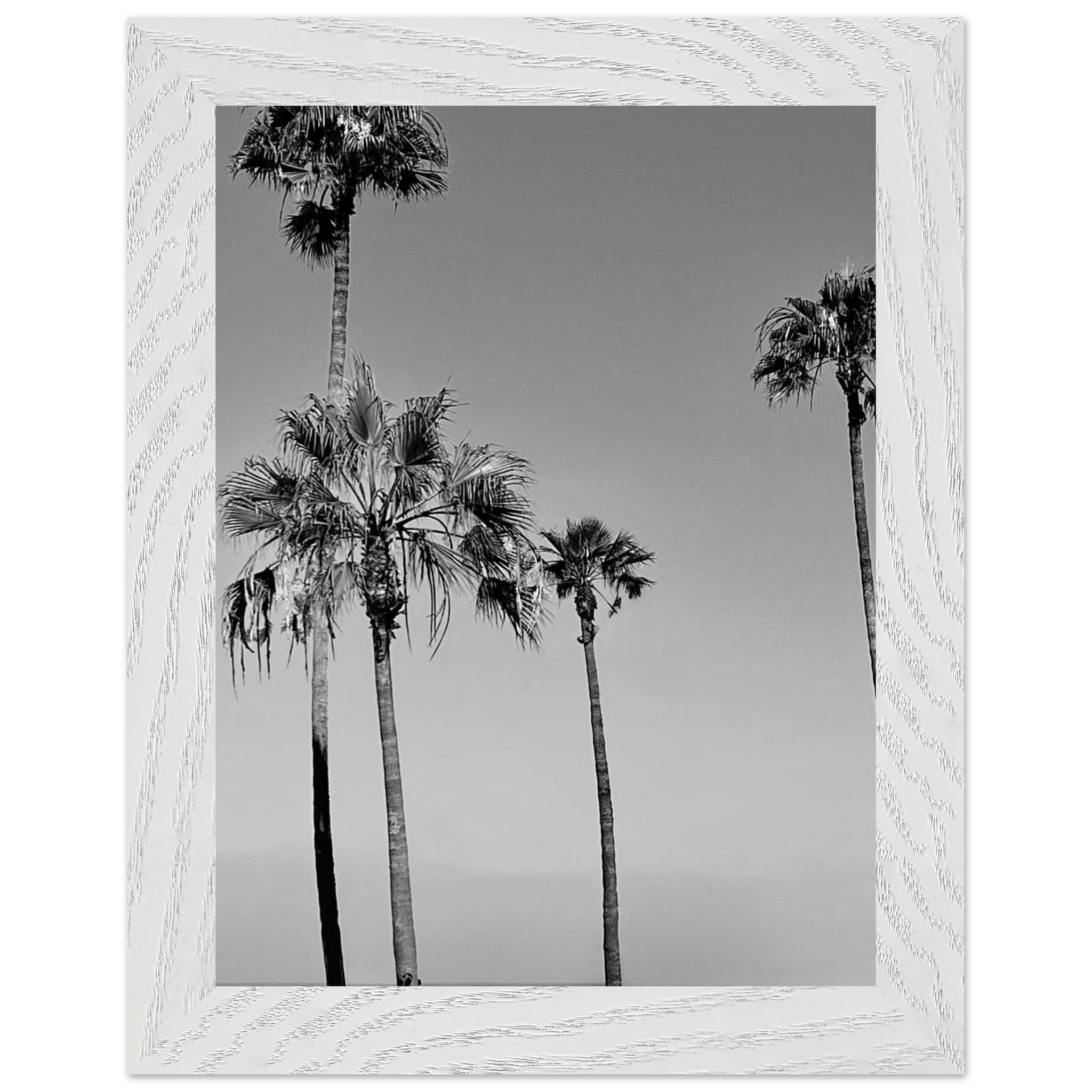 Premium wooden framed black and white SoCal beach icons poster art, semi-glossy finish, from the Studio Edition holiday series.