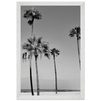Premium wooden framed poster featuring black and white SoCal beach icons California art in a semi-glossy finish.