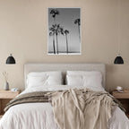 Premium wooden framed poster featuring black and white SoCal beach icons from the California Studio Edition.