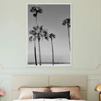 Premium wooden framed poster featuring black and white SoCal beach icons, part of Studio Edition Holiday series.