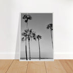 Premium wooden framed black and white California beach poster art from the SoCal Icons studio edition.