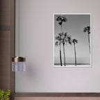 Premium wooden framed poster featuring black and white SoCal beach icons, part of the Studio Edition Holiday series.