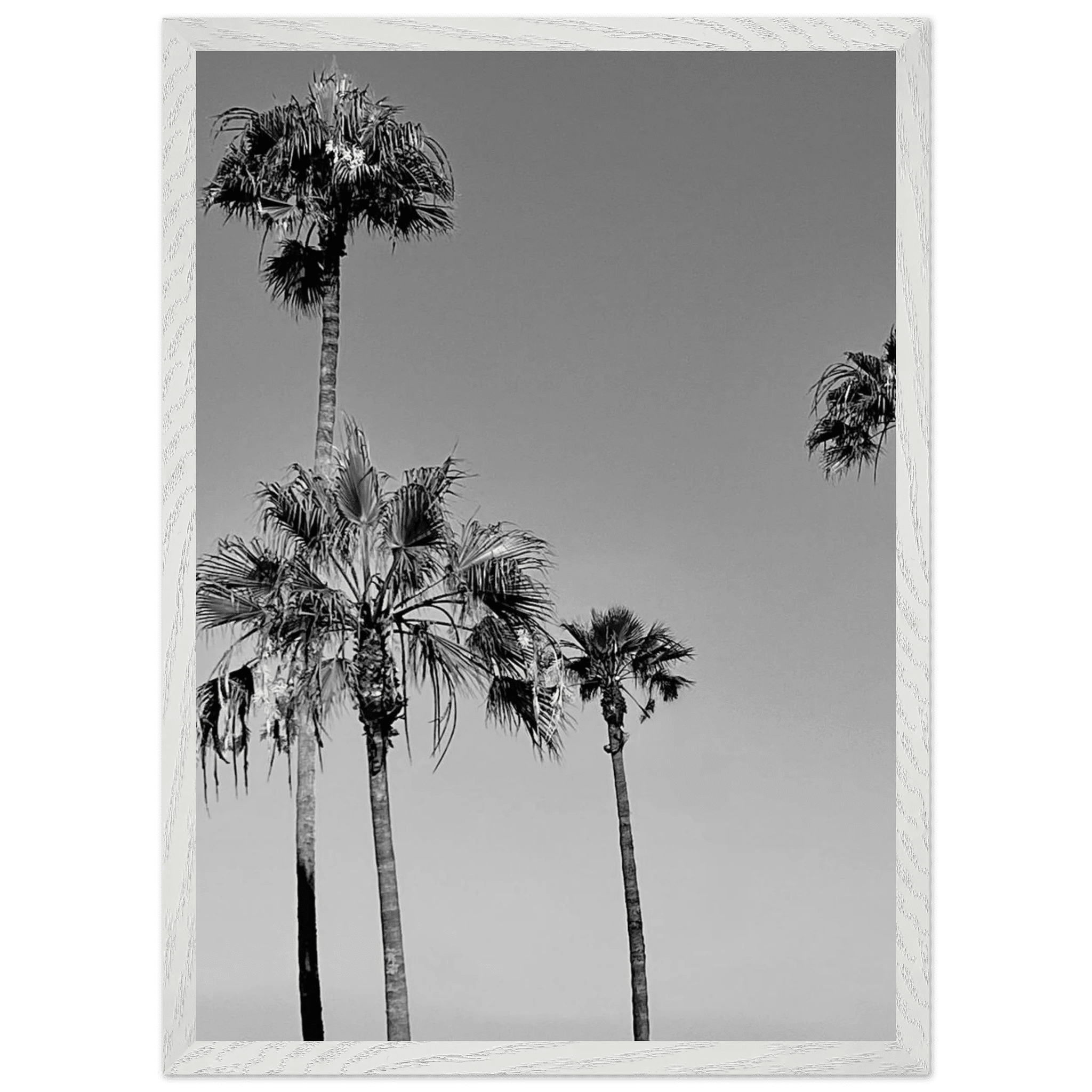 Premium wooden framed poster featuring black and white SoCal beach icons art from the Studio Edition Holiday series.