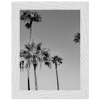 Premium wooden framed poster featuring black and white SoCal beach icons, part of the Studio Edition Holiday series.