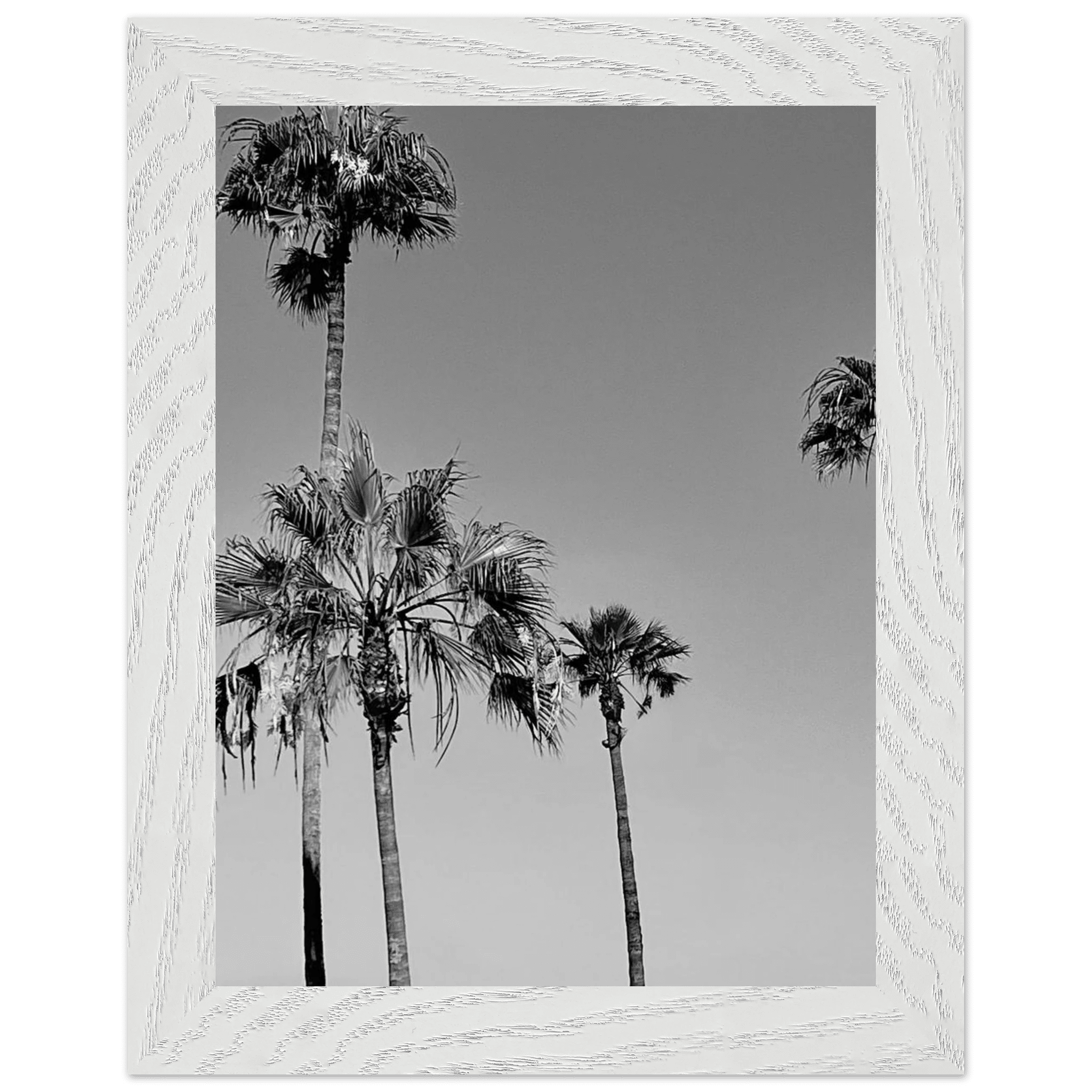 Premium wooden framed poster featuring black and white SoCal beach icons, part of the Studio Edition Holiday series.