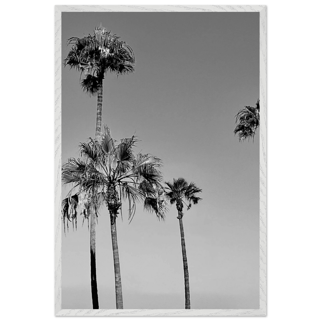 Premium wooden framed poster featuring black and white SoCal beach icons, part of Studio Edition Holiday 25 series.