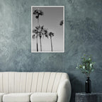 Premium wooden-framed poster featuring black and white SoCal beach icons, part of the Studio Edition Holiday series.