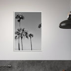 Premium wooden framed black and white California beach icons poster in semi-glossy finish, part of the Studio Edition series.