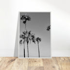 Premium wooden framed poster featuring SoCal beach icons in black and white, part of the Studio Edition Holiday series.