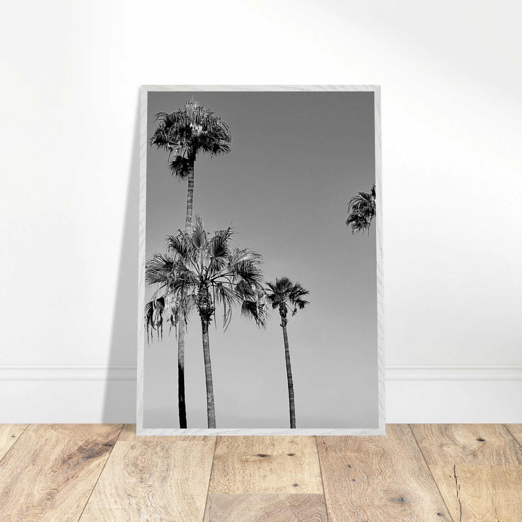 Premium wooden framed poster featuring SoCal beach icons in black and white, part of the Studio Edition Holiday series.