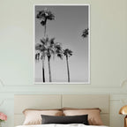 Premium wooden framed poster featuring black and white SoCal beach icons California art from Studio Edition.