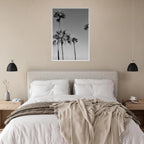 Premium wooden framed black and white California beach icons poster in semi-glossy finish, studio edition art print.