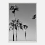 Premium wooden framed poster featuring black and white California beach icons in semi-glossy finish.