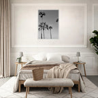 Premium wooden framed poster featuring black and white SoCal beach icons, part of the Studio Edition Holiday series.