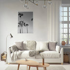 Premium wooden framed black and white California beach icons poster art in semi-glossy finish, Studio Edition.