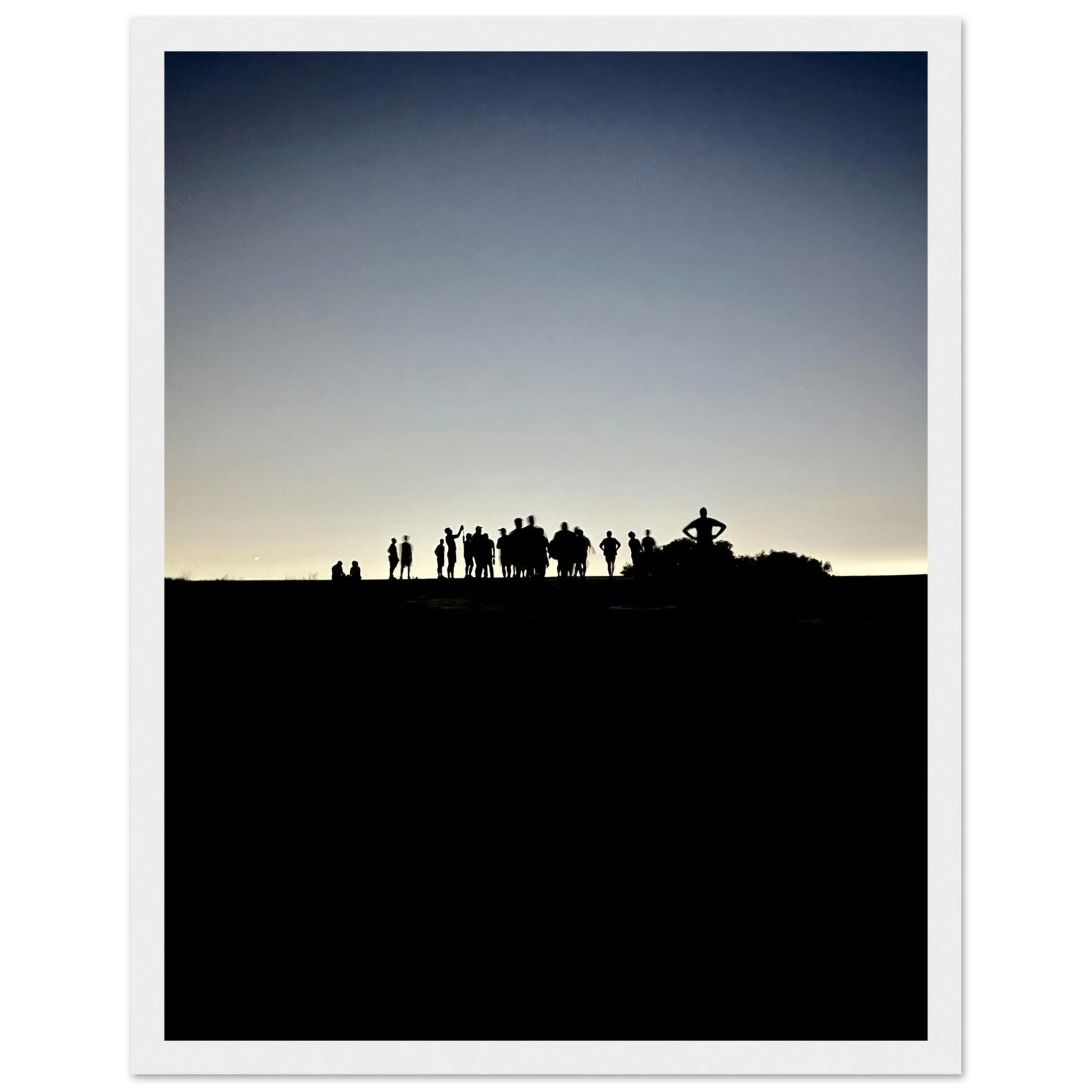 Framed Hollywood Hills poster featuring mystical city lights in black and white, California-themed art from the Studio Edition series.