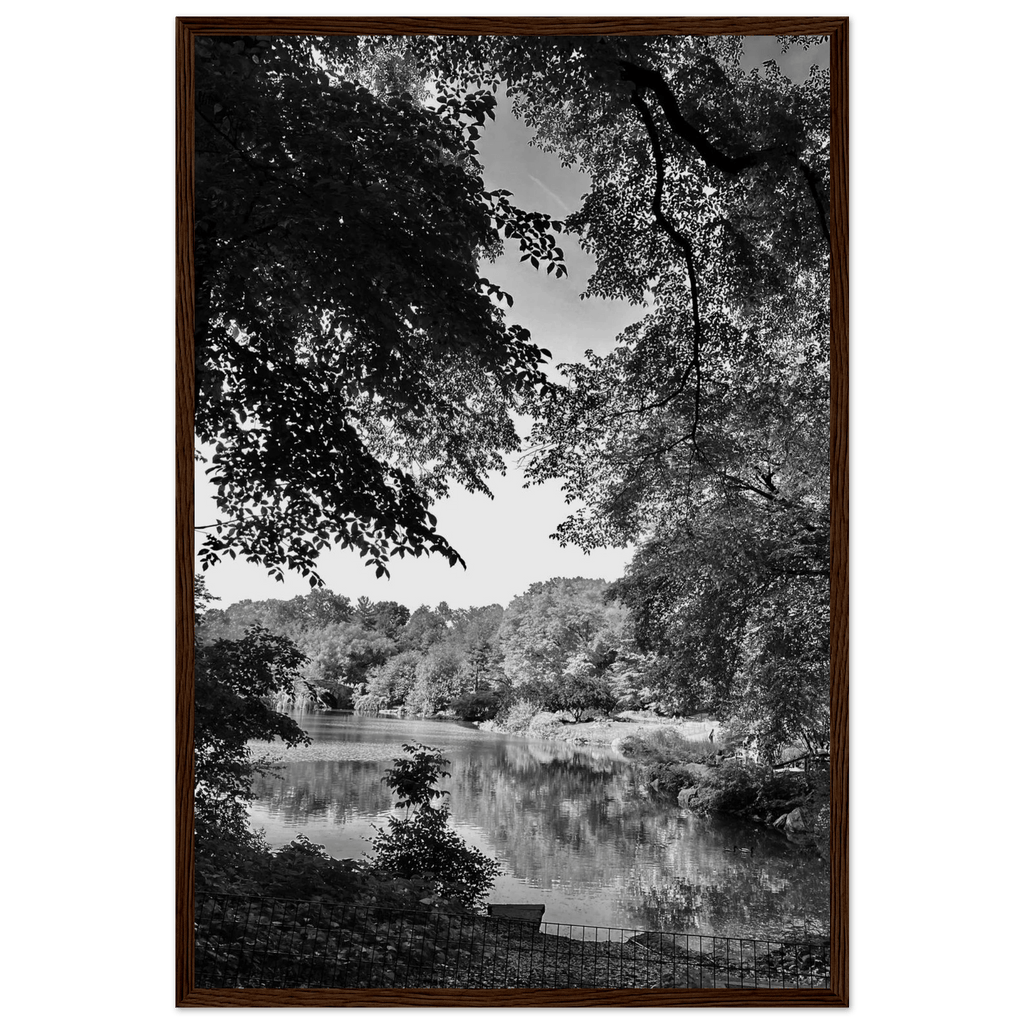 Black and white framed print of an Upstate NY summer lake scene, part of the Travel Collection Studio Edition.