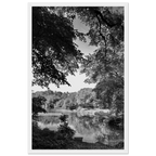 Black and white framed poster of a summer lake scene in Upstate NY from the My Store travel collection, studio edition.