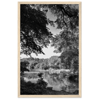 Black and white framed print of Upstate NY summer lake scene from the Travel Collection by My Store, studio edition holiday 25.