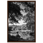 Black and white framed print of a summer lake scene from Upstate NY, part of the Studio Edition Travel Collection.