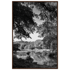 Black and white framed print of a summer lake in Upstate NY from the Studio Edition Travel Collection, titled "Endless Warmth."