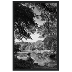Black and white framed print of a summer lake in Upstate NY from the Studio Edition Travel Collection by My Store.