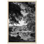 Black and white framed print of Upstate NY summer lake scene from the My Store Travel Collection, Studio Edition, ideal for home decor.