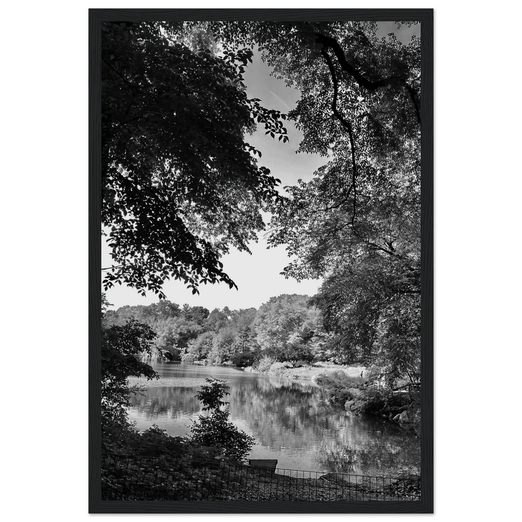 Black and white framed poster of a summer lake scene in Upstate NY, part of the My Store travel collection studio edition.