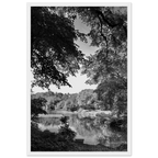 Black and white framed poster of an Upstate NY summer lake scene from the My Store travel collection, studio edition.