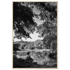 Black and white framed poster of Upstate NY summer lake scene from the My Store travel collection, Studio Edition, ideal for home decor.