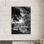 Black and white framed poster of a summer lake in Upstate New York, part of the My Store travel collection, studio edition.