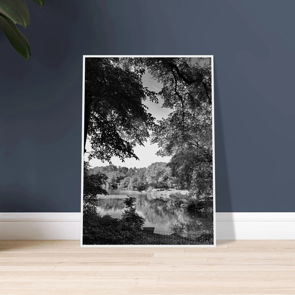 Black and white framed print of Upstate NY summer lake scene from the My Store travel collection, Studio Edition, Holiday 25.