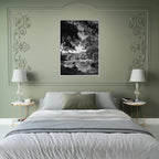 Black and white framed poster of Upstate NY summer lake scene from the My Store Travel Collection, Studio Edition, ideal for home decor.