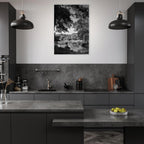 Black and white framed print of a summer lake scene in Upstate New York, part of the My Store travel collection, Studio Edition.