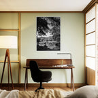 Black and white framed print of a summer lake scene in Upstate NY, part of the My Store travel collection, Studio Edition.